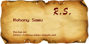 Rohony Samu névjegykártya